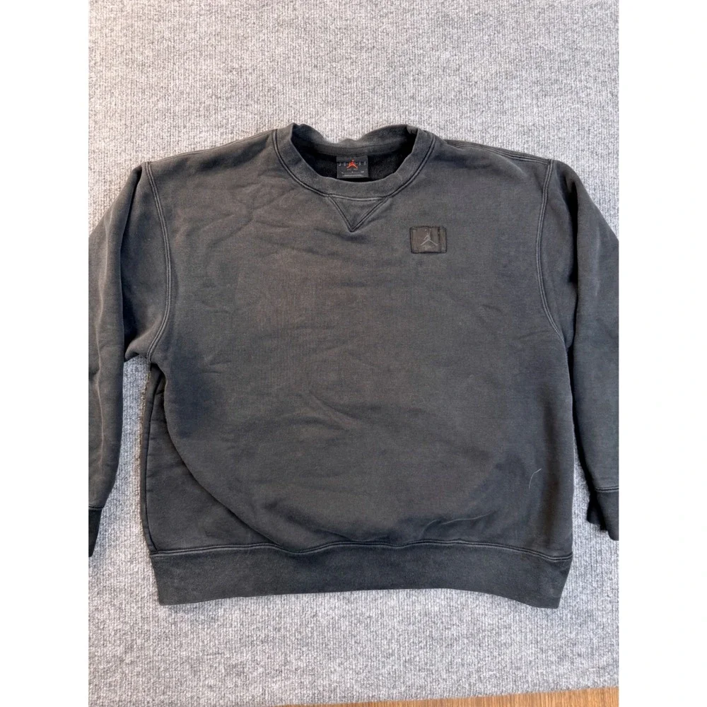 Jordan Flight Crewneck Sweatshirt Mens Small Black Faded Fleece Pullover Jacket